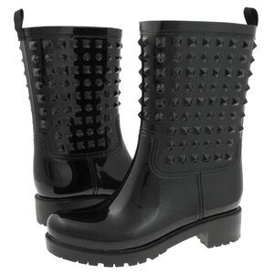 CAPELLI NEW YORK Women’s Black Studded Mid-Calf Rain Boots Size 9